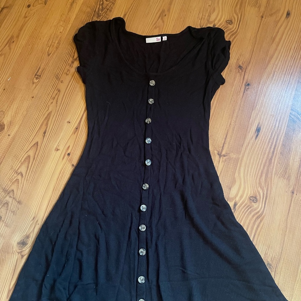SO Black Buttoned Mini Dress